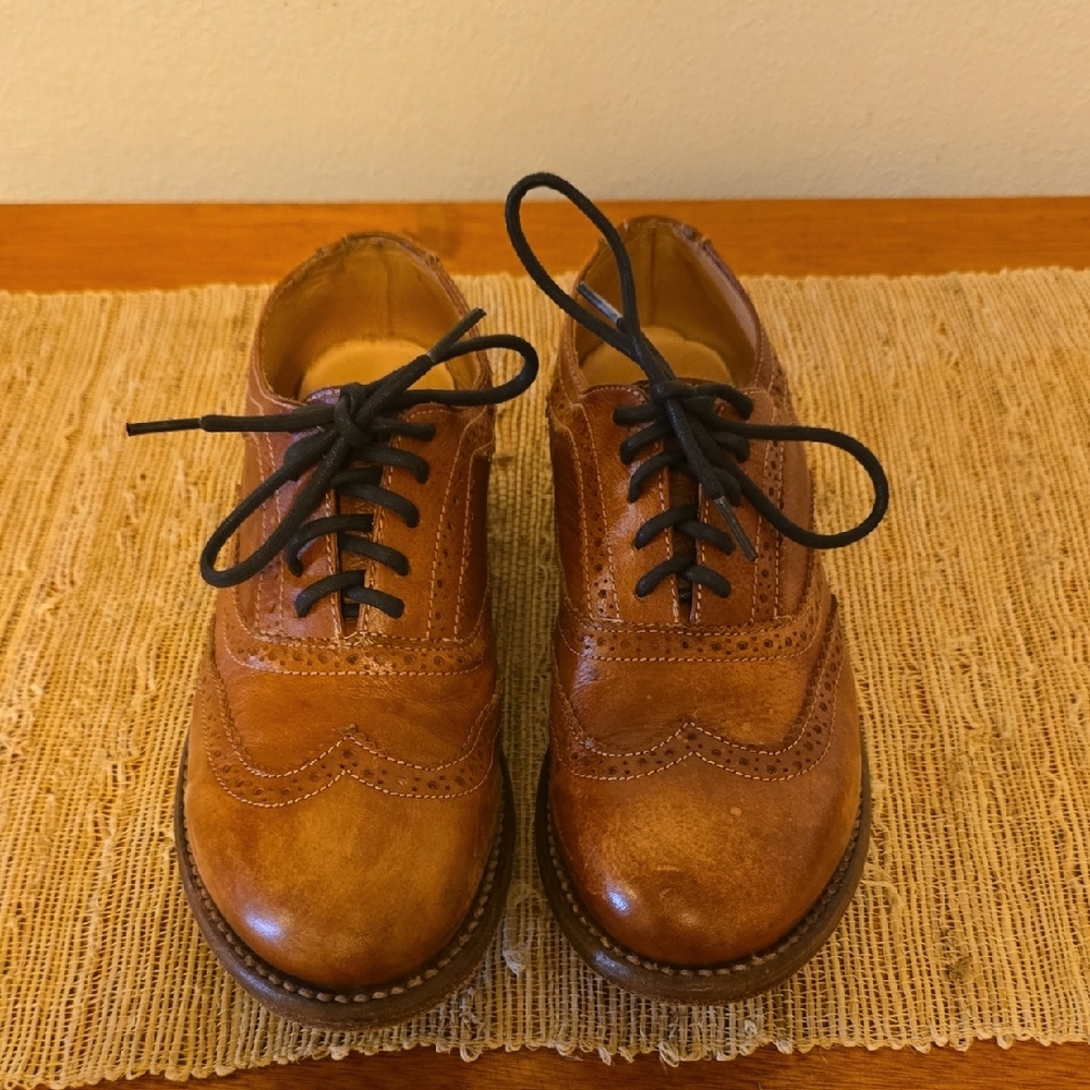 Bed Stu Womens Brown Leather Wingtip Oxford Shoe, Cobbler Series